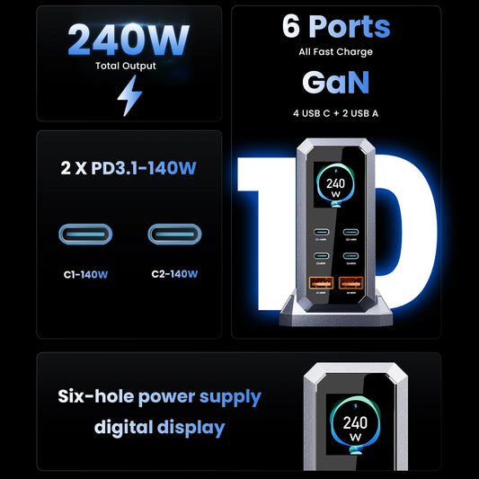 240W GaN Fast Charging Station