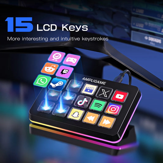 FIFINE D6 Stream Controller – 15 Macro Keys for Streaming & Gaming